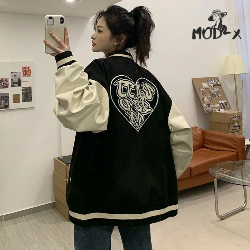 MODX American Retro Baseball Wear Female Autumn And Winter Thick Color Contrast Design Sense Of Niche Jacket Jacket Female