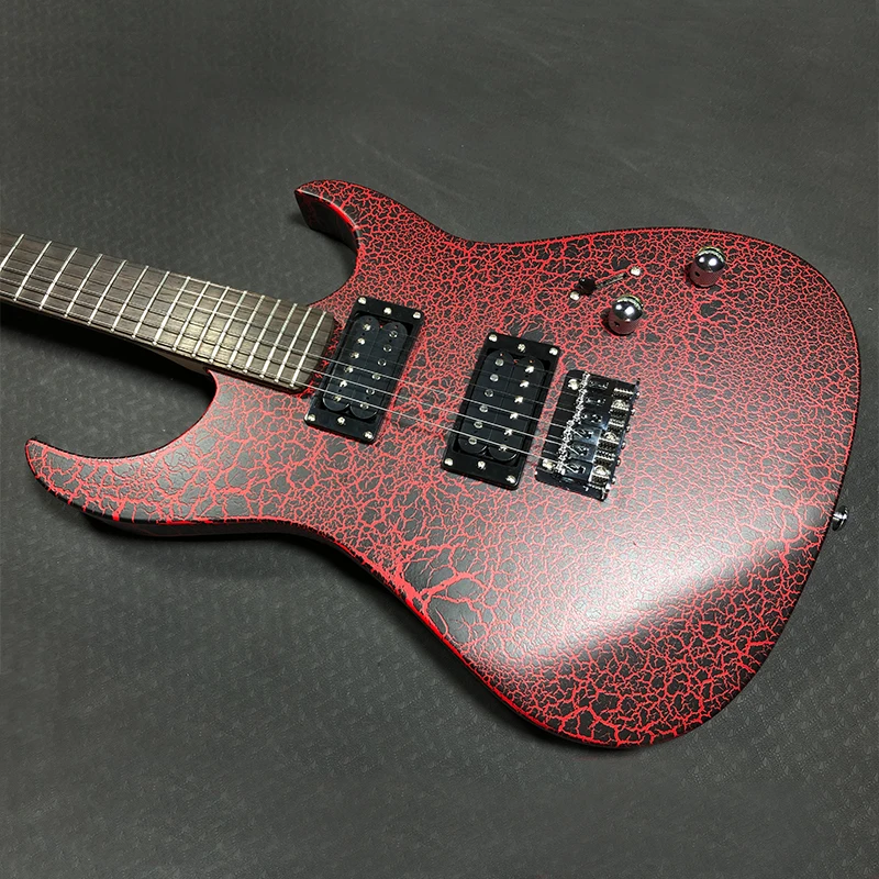 Custom OEM High Quality Cool Shaped Cheap Solid Body Unbranded Metal Rock 6 String Crackle Electric Guitar