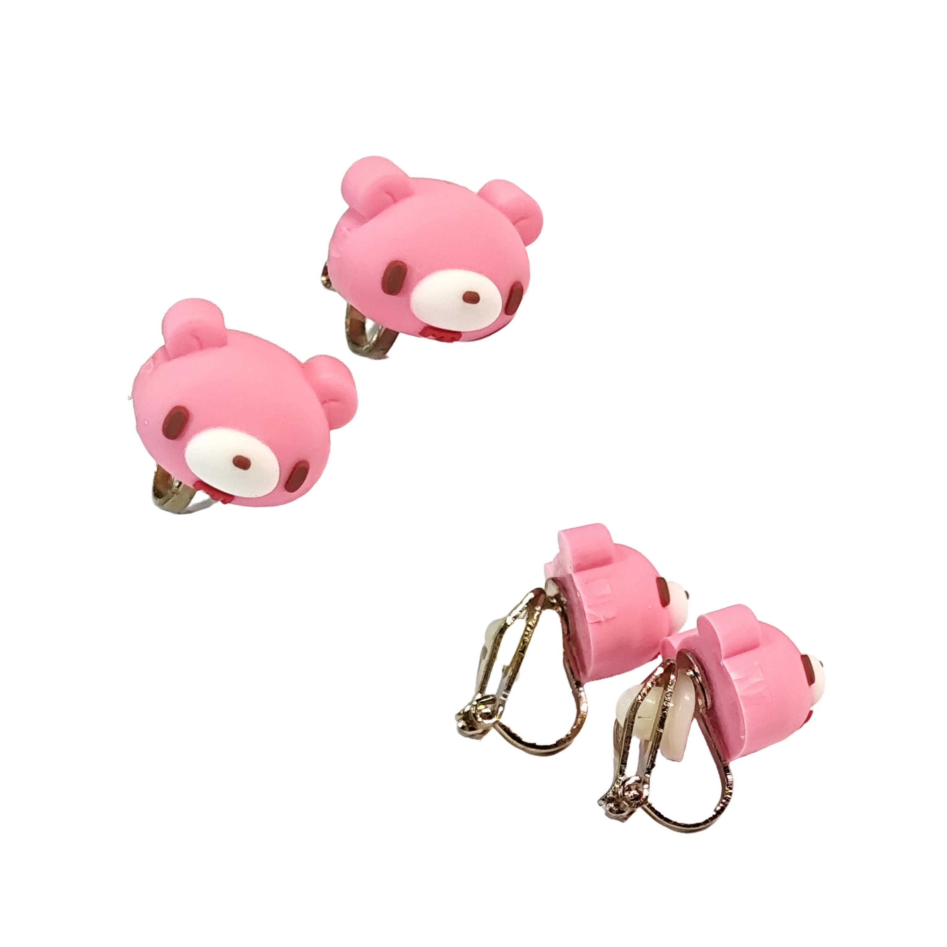 Clips para las orejas Gloomy Bear: lindo diseño 3D rosa, sin piercing. Agregue un encanto kawaii fácilmente.