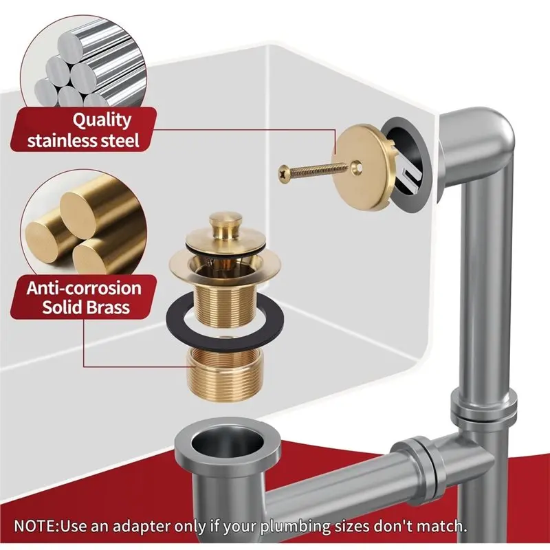ABDJ-Bath Drainage Kit With Rotator Assembly Includes Overfill Plate Conversion Hole Design In Zinc Alloy Material Panel