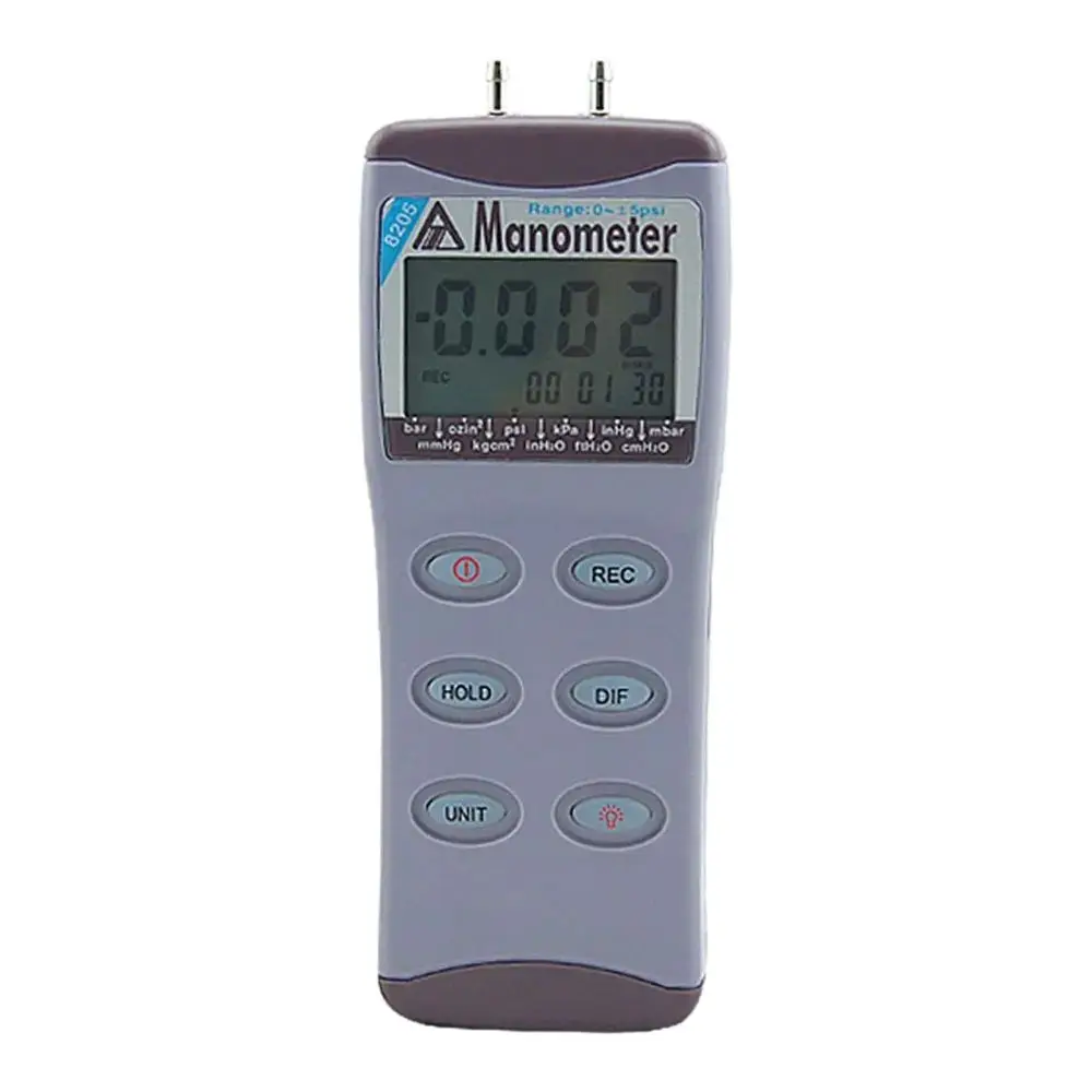 AZ8205 0-5psi Digital Pressure Gauge Tester Digital Differential Hold maximum / minimum record features