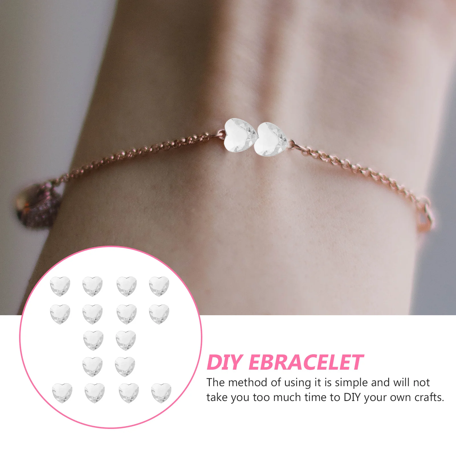 

500Pcs Heart Beads Acrylic Durable Surface DIY Craft Jewelry Making Hanging Pendant Accessory DIY Heart Beads Pendant Ornament