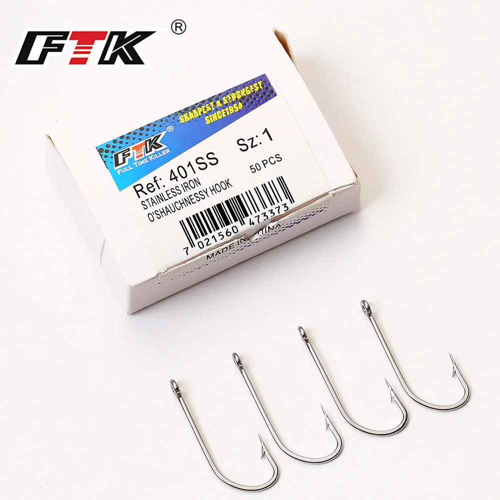 

FTK Box Long Shank Carbon Steel Fishing Hook Barbed Sharp Saltwater Ocean Fishhook With Hook Eye for Carp Fishing Accessories