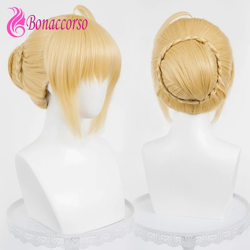 

Saber FateGO Cosplay Wig With Styling Synthetic Short Straight Wig King Arthur Anime Coser Cute Girl High Quality Halloween Wig