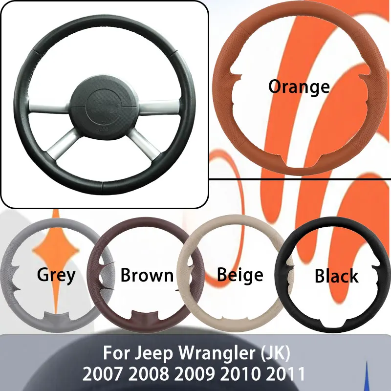 

Custom Artificial Leather DIY Car Steering Wheel Cover For Jeep Wrangler (JK) 2007 2008 2009 2010 2011 Automotive Grip Anti Slip