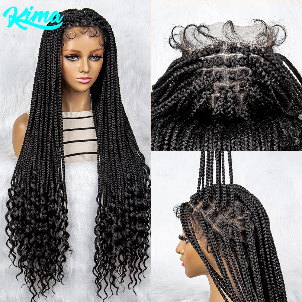

Плетеные парики Синтетический полный кружевной парик Cornrow без узлов Плетеный парик для чернокожих женщин Кудрявая коса в африканском стиле с волосами ребенка