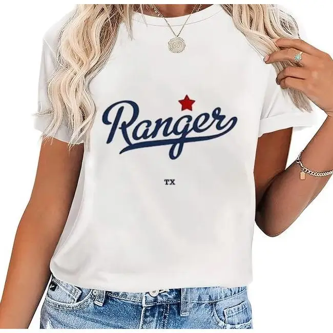 

Cotton Short Sleeve Ranger Texas T-Shirt Map For Women
