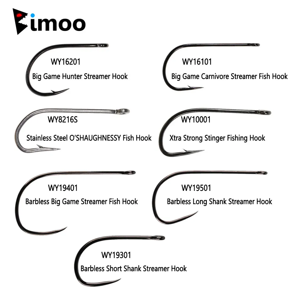 Bimoo 20pcs High Carbon Steel Barb and Barbless Fly Tying Hook For Big Game  Streamer Minnow Saltwater Fishing Lure Bait 1/0 5/0 - AliExpress 18