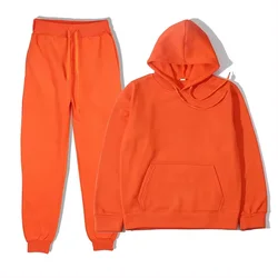 2023 Autumn/Winter New Men's and Women's Casual Sports Hoodie Set Solid Color Fleece Hoodie and Pants Two Piece Set