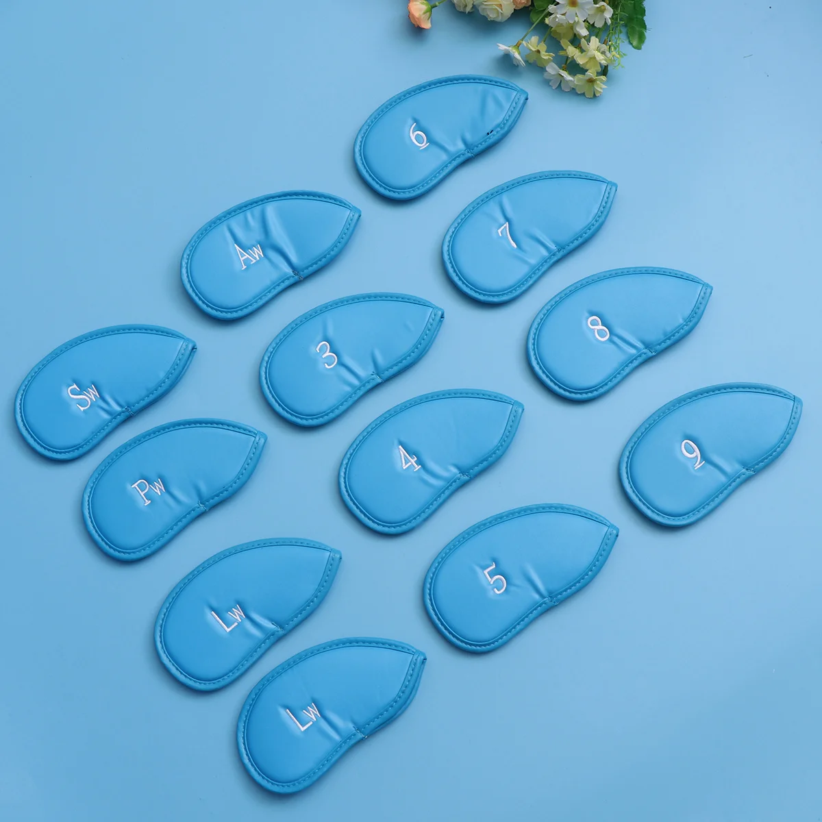 

12 pcs Golf Iron Head Covers Set Blue Pu Scratch Resistant Protection For All Brands Club Headcovers Irons Sets