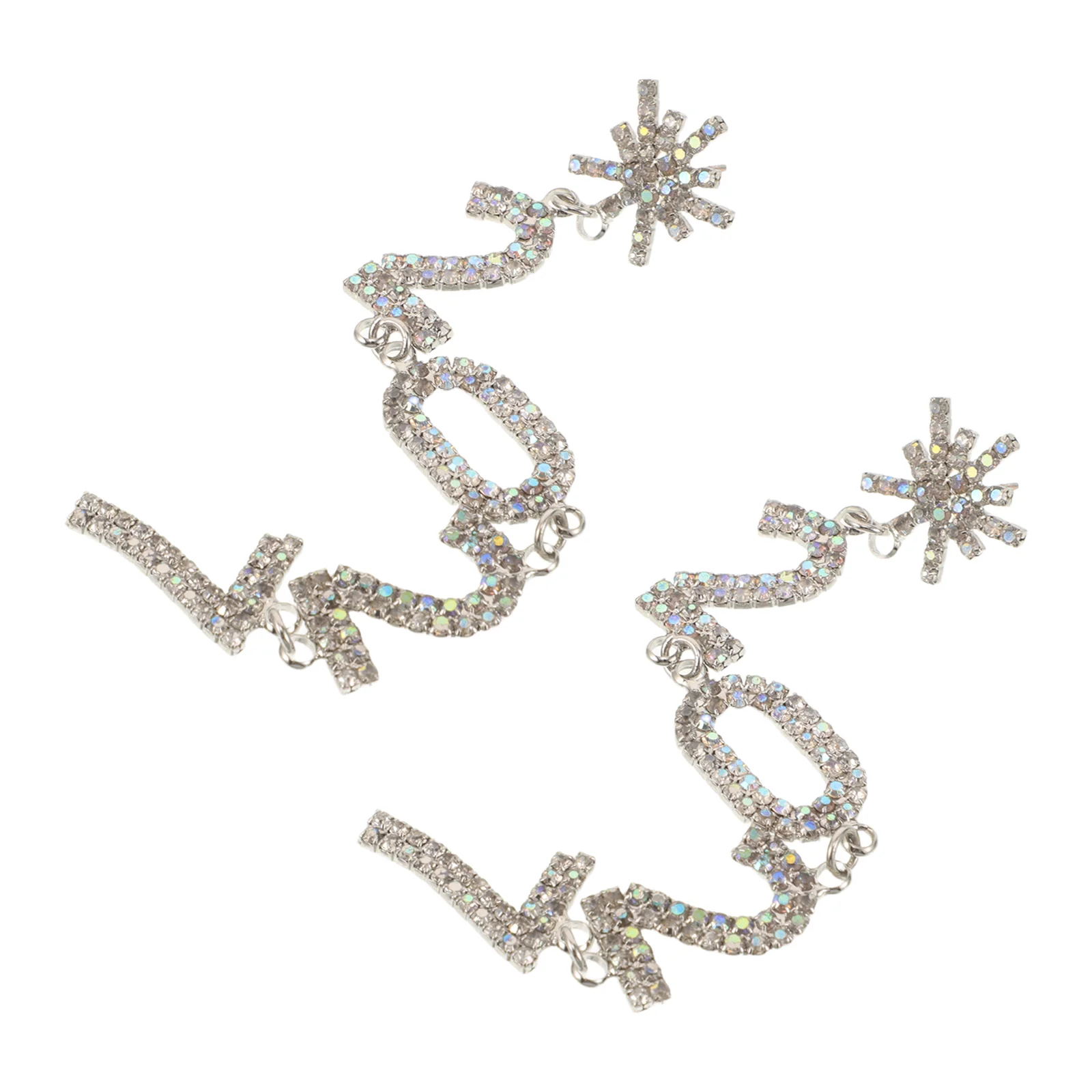 1 Pair Snow Flake Dangle Earrings 5.7 Inch Sparkly 2027 Number Earrings Rhinestone Earrings For 2027 New Years Christmas Party