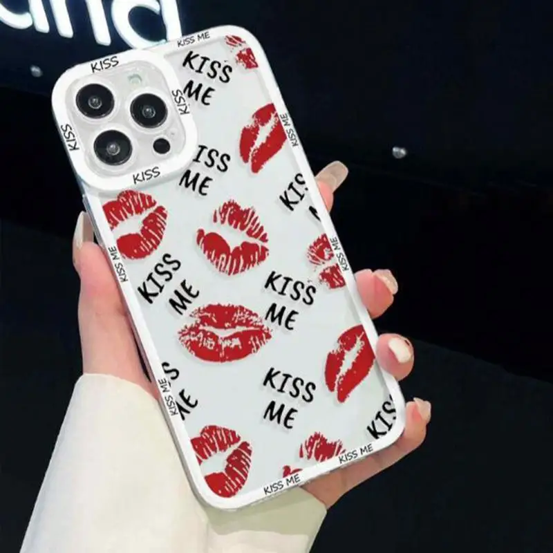 Phone Case for Infinix Note 40 Hot 40i Smart 8 7 6 Plus Tecno Spark 20 GO 2024 2022 20C Pova 2 3 4 Pro Sexy Girl Red Lips Cover