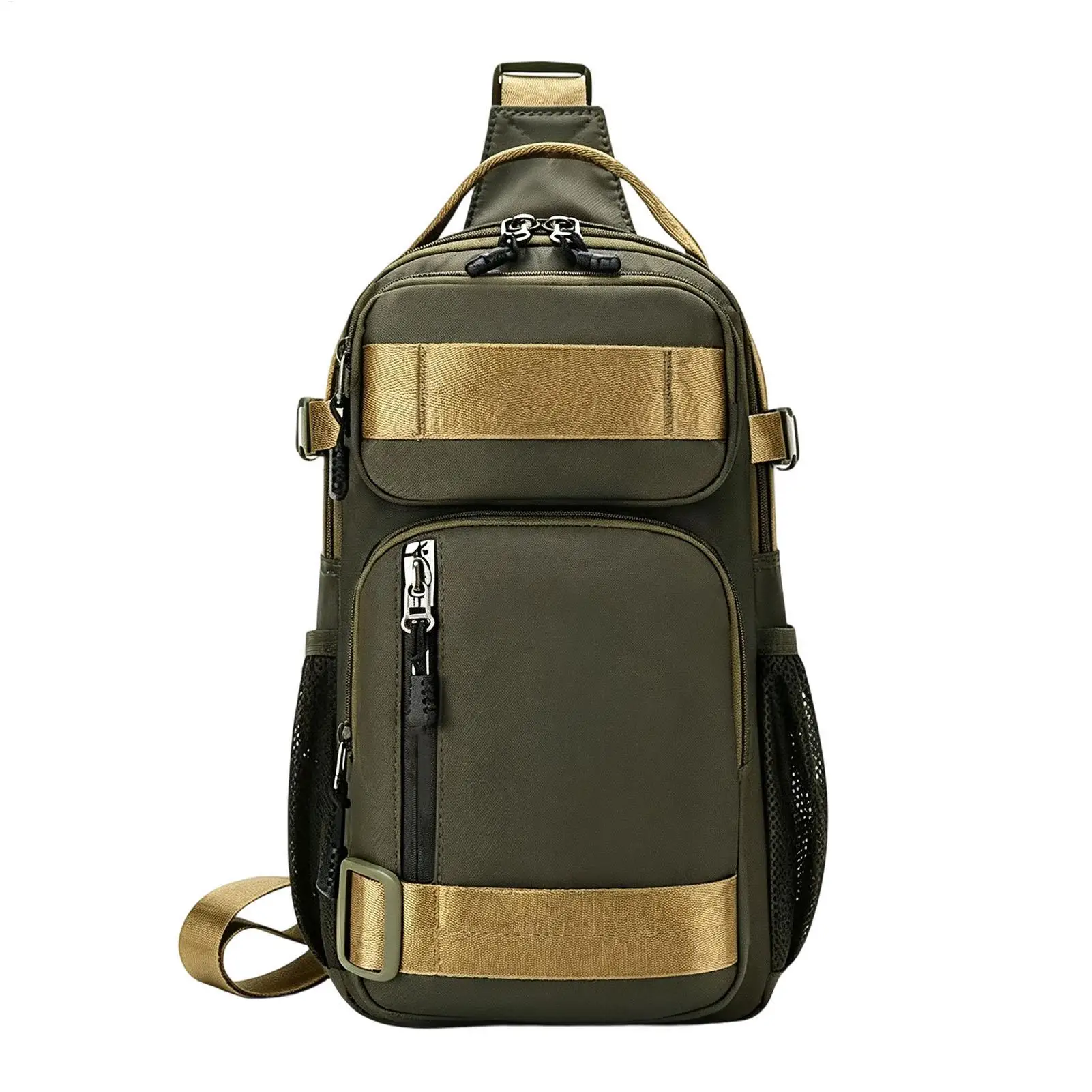 Cross Body Sling Bag Adjustable Oxford Cloth Multi-Pocket Pouch Over The Shoulder Bags For Commuter Cycling Gym Sports Hiking