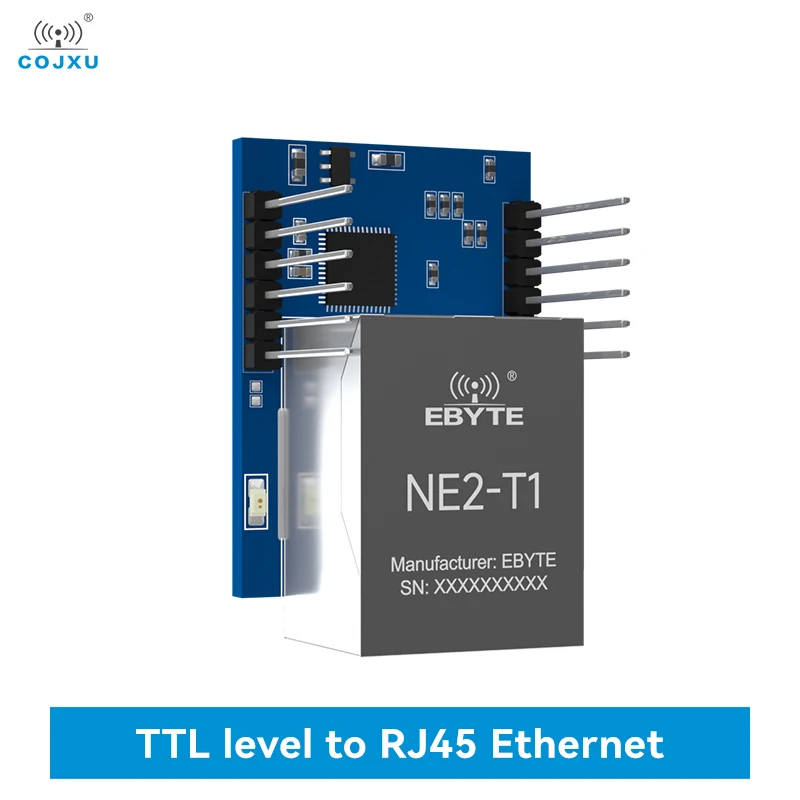 

TTL Serial to RJ45 Ethernet Module Modbus TCP to RTU IoT Support MQTT Protocol COJXU NE2-T1 Low Power SMD Module 2 Ways Sockets