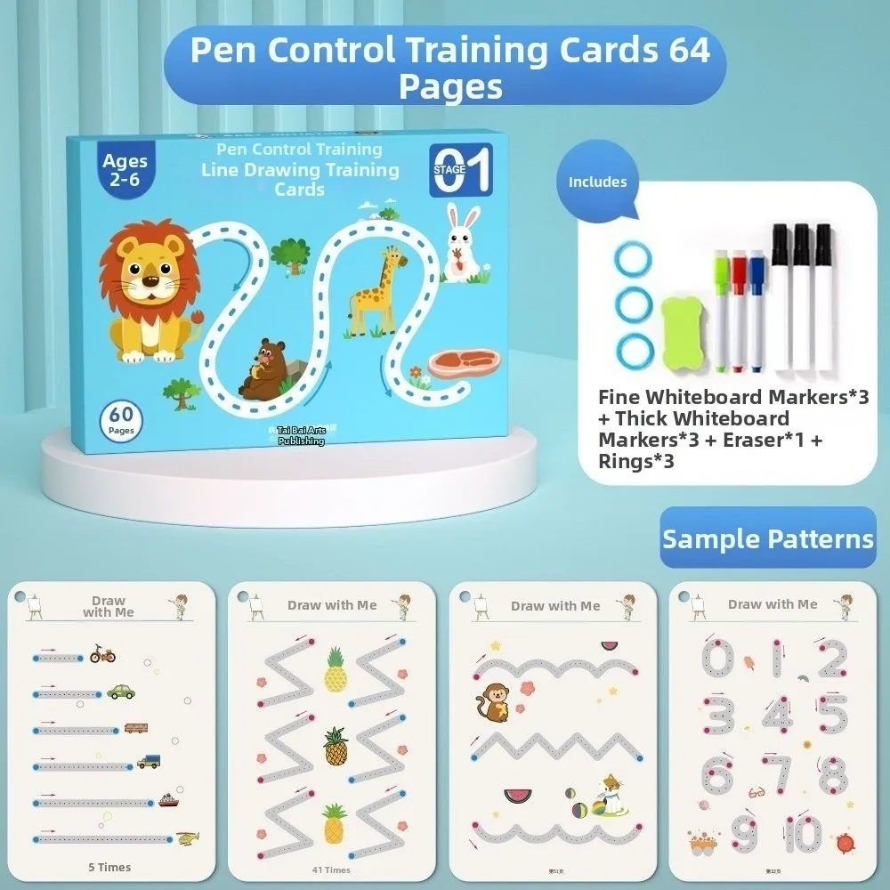 Practice Copybook Kids English Copybook Free Wiping Enlightenment Magic Copy Book Reusable 3-6 Years old Numbers Writing Sticker