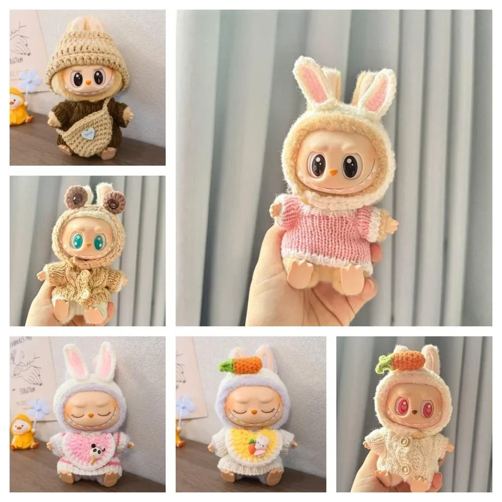 Clothes only For 17 cm  labubu winter sweater outfit Hoodies Doll Clothes for labubu V1 V2 DIY accessories