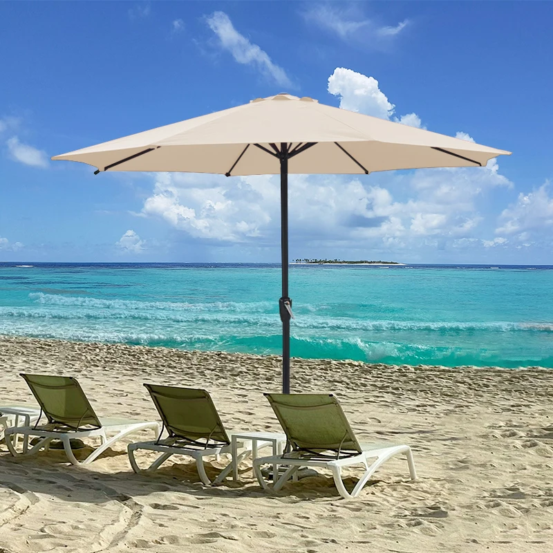 

Высококачественный 9-футовый уличный садовый зонт с железным каркасом и центральной опорой, для патио, пляжа, ресторанов и отелей