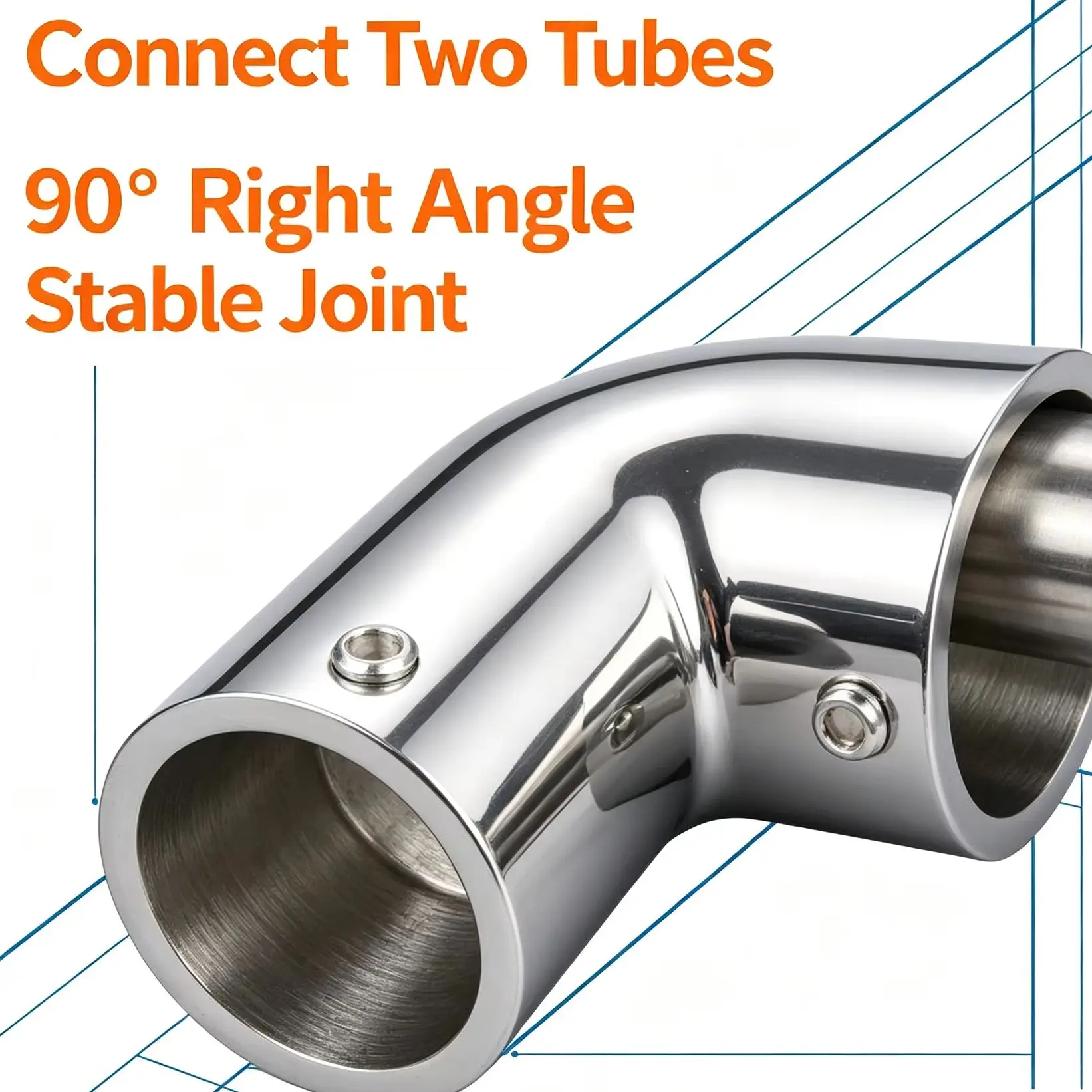 Hand Rail Fitting Marine Grade Accessories 316 Stainless Steel 90 Degree Elbow Heavy Duty Pipe Tubing Mount For 22mm 7/8