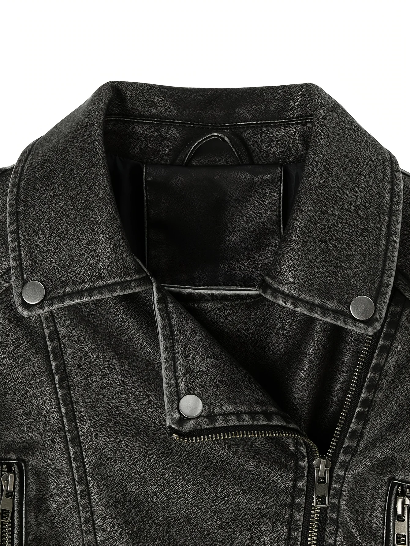 ​ ​   Veste de moto en cuir Pu noir pour femme, coupe cintrée, ceinture de taille réglable, clous argentés, fermeture à glissière, manteaux de printemps, d'automne et d'hiver ​ ​