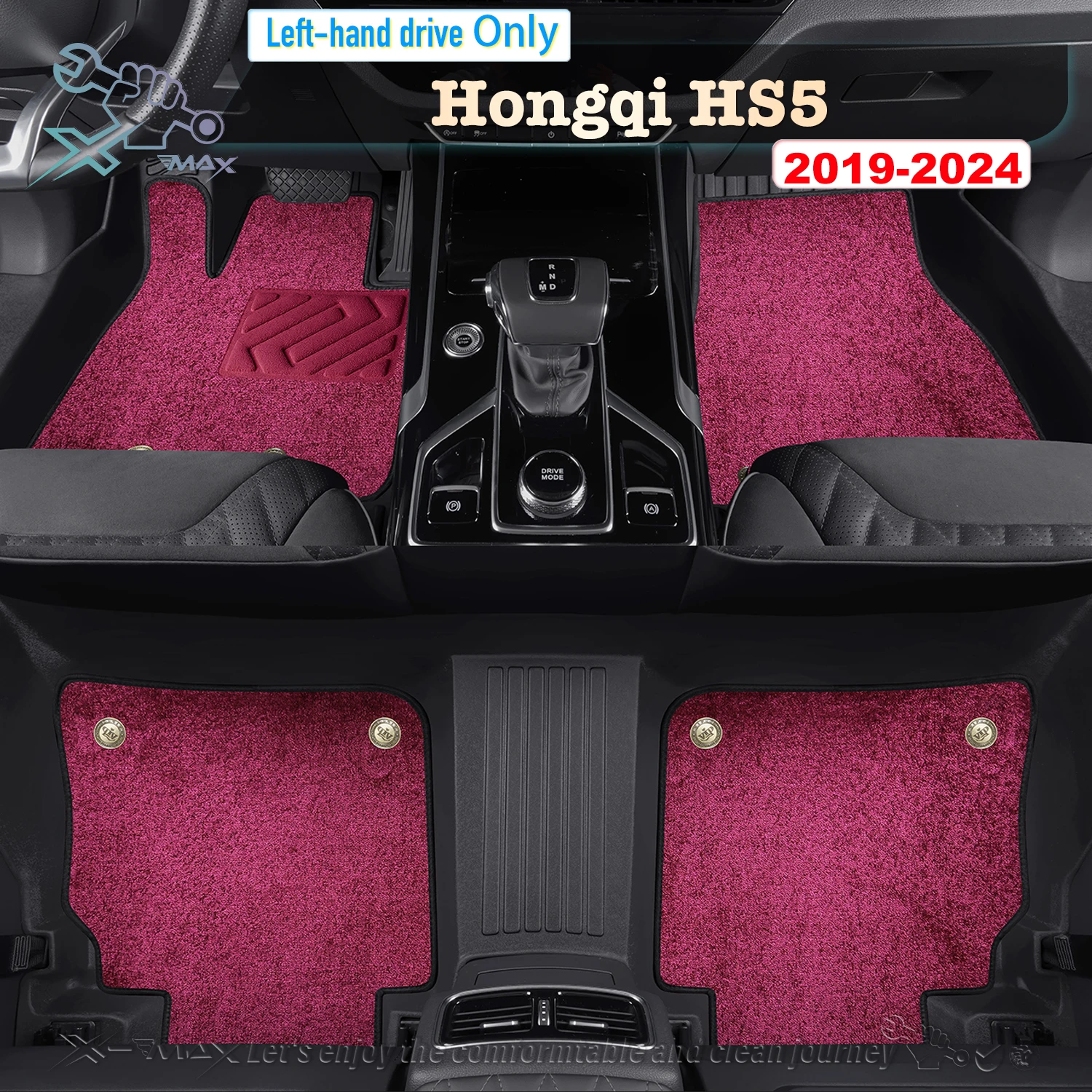 

Автомобильный напольный коврик с левым рулем для Hongqi HS5 2019-2024, полноразмерный коврик для ног, автомобильный напольный коврик, напольный коврик, водонепроницаемый коврик