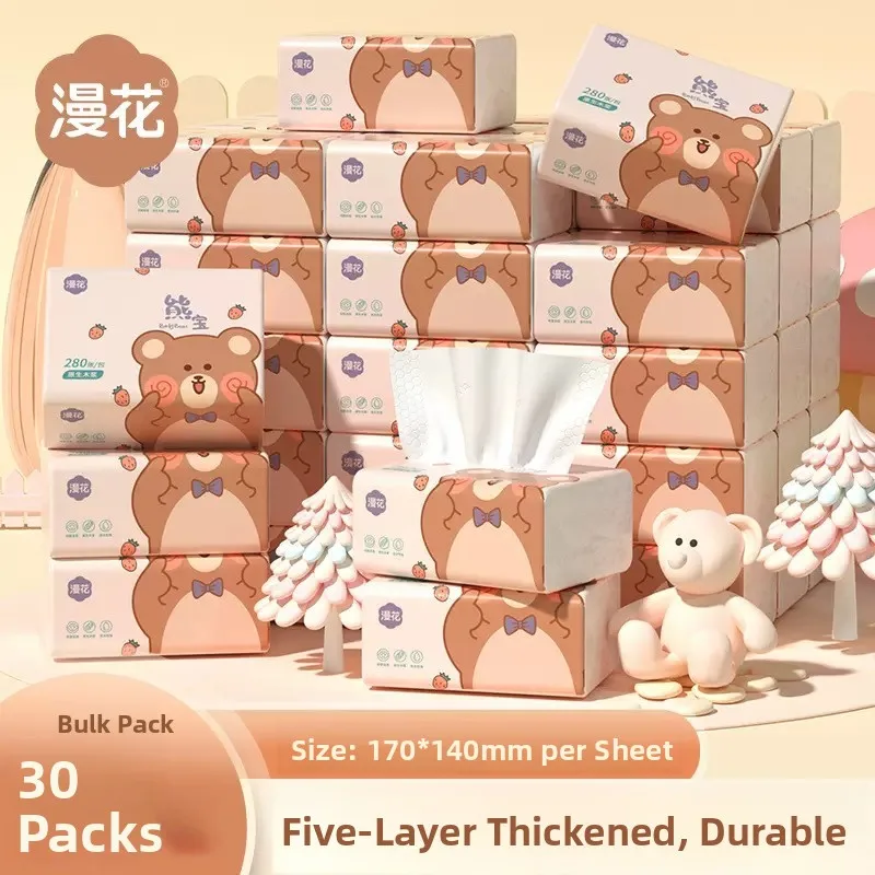 Mahan Wood Pulp Thickened Tissue Box Large Pack Household Toilet Paper Soft Sponge Cloth Original Wood Surface Tissue