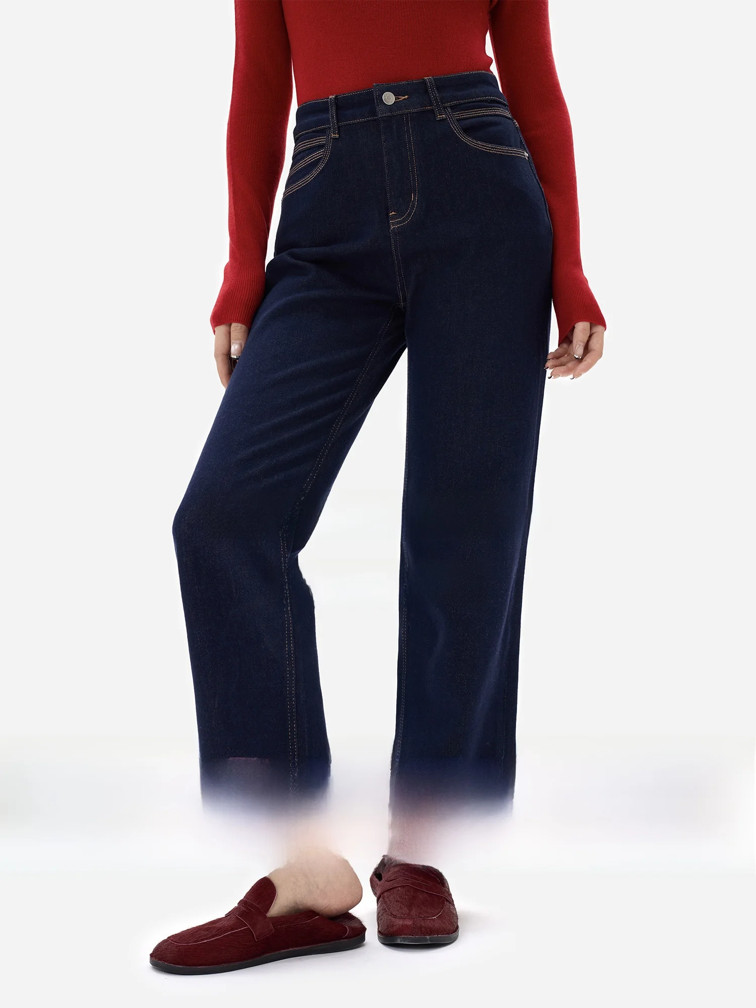 

Брюки для верховой езды с высокой талией и 3D-брюками GuYue из смеси хлопка, облегающие джинсы, повседневные джинсы с застежкой на пуговицы на талии