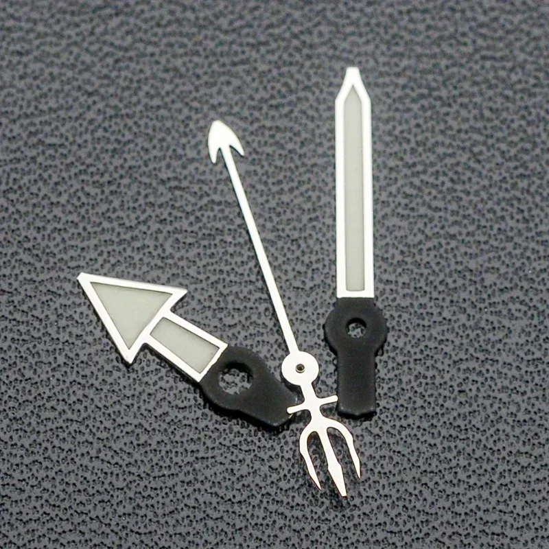 Lancette dell'orologio in argento C3 Puntatore super luminoso verde Parti accessorie di ricambio adatte per movimento giapponese NH35 4R35 4R36 7S