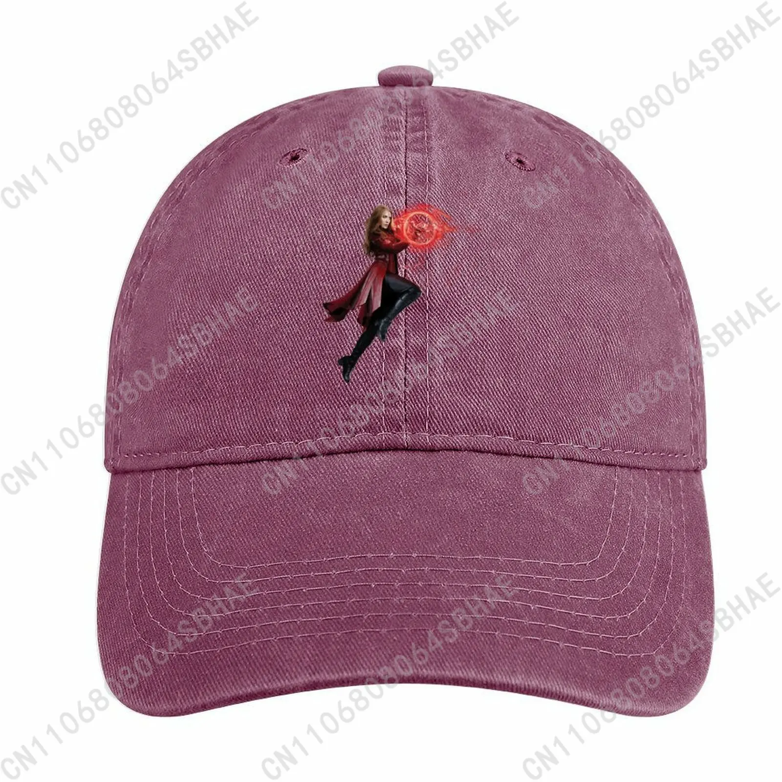 

Marvel Scarlet Witch Washed Cotton Baseball Cap Vintage Dad Hat Men Women Retro Adjustable Denim Cap Streetwear Cosplay