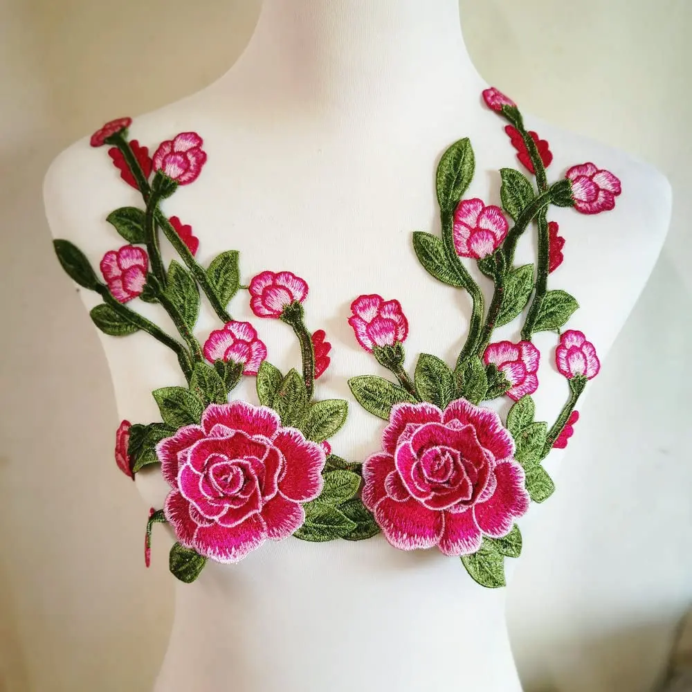 Pink Flower Patch For Repair Decoration Appliques