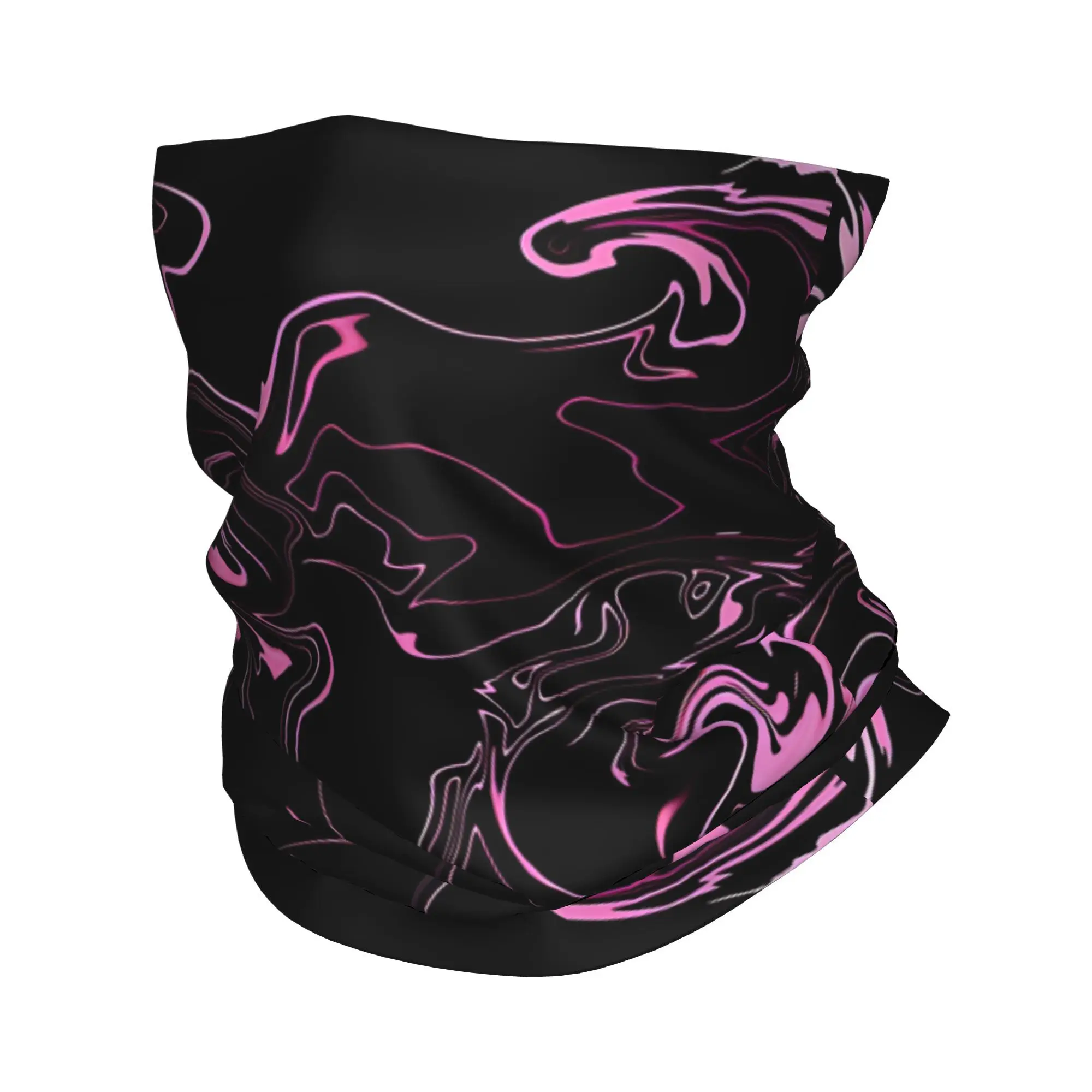 Neon Pink Black Liquid Waves Wrap Scarf Balaclava Cycling Unisex Adult Breathable