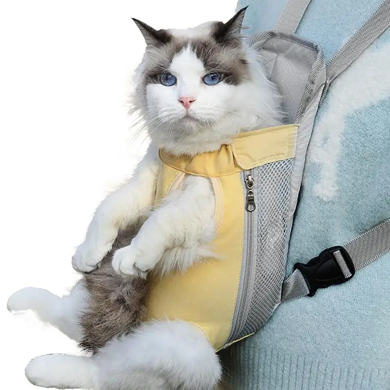 Double Shoulder Breathable Portable Travel Pet Dog Carrier Backpack Mesh Carrier Front Bag for Small Dog Cats Outdoor