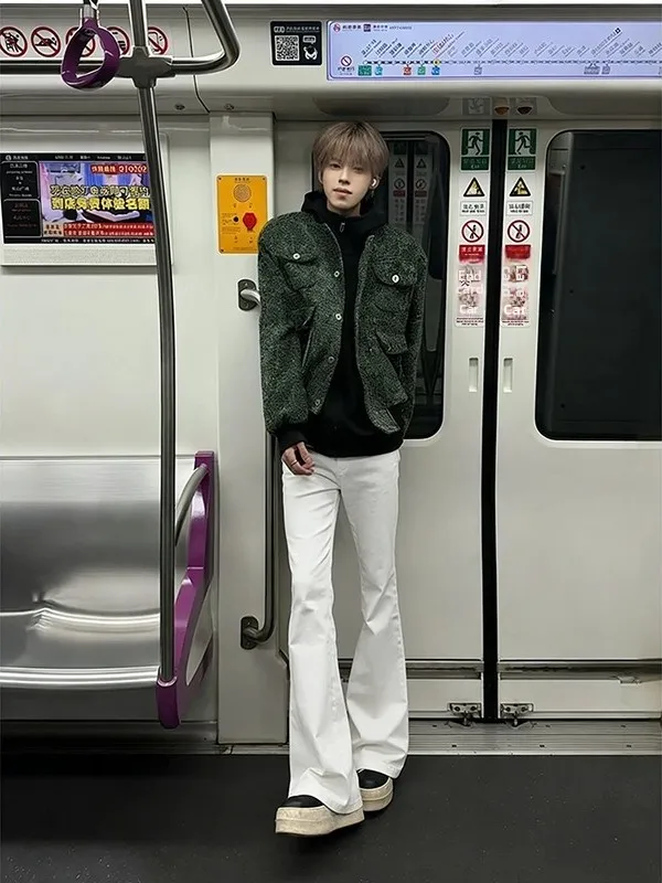 

Мужские белые джинсы Cleanfit с высокой талией, прямые, зауженные, в американском стиле, для стройного силуэта