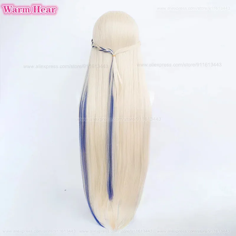 Новый! Длинные синтетические асума Токи, 90 см, косплей, аниме, молочно-золотые блики, синие прямые волосы, термостойкие парики для вечеринок + шапочка для парика