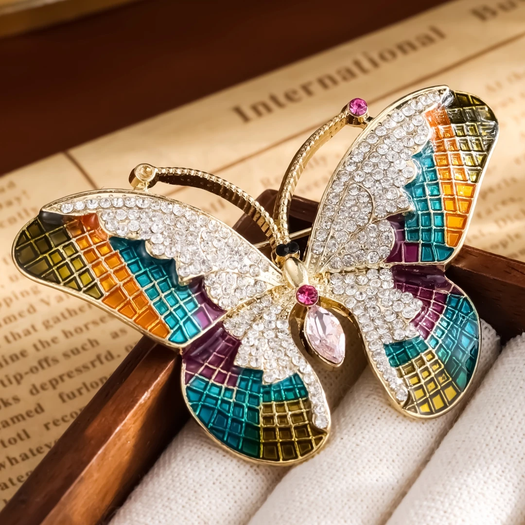 UILZ Colorful Butterfly Designer Zircon Brooch Women Shiny Crystal Lapel Pin Luxurious Clothing Jewelry Accessories image 5