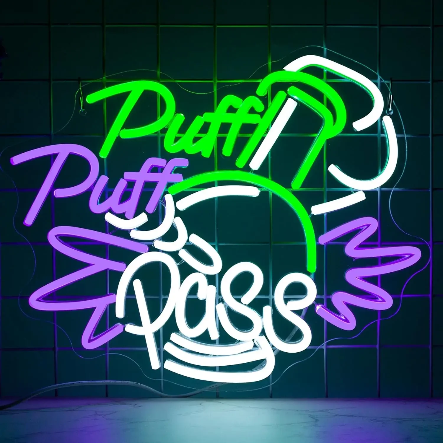 Puff Puff Pass Neon Sign Dimmable LED USB Hanging Light for Adult Theme Party Game Room Private Bar Home Wall Decor Party Gift