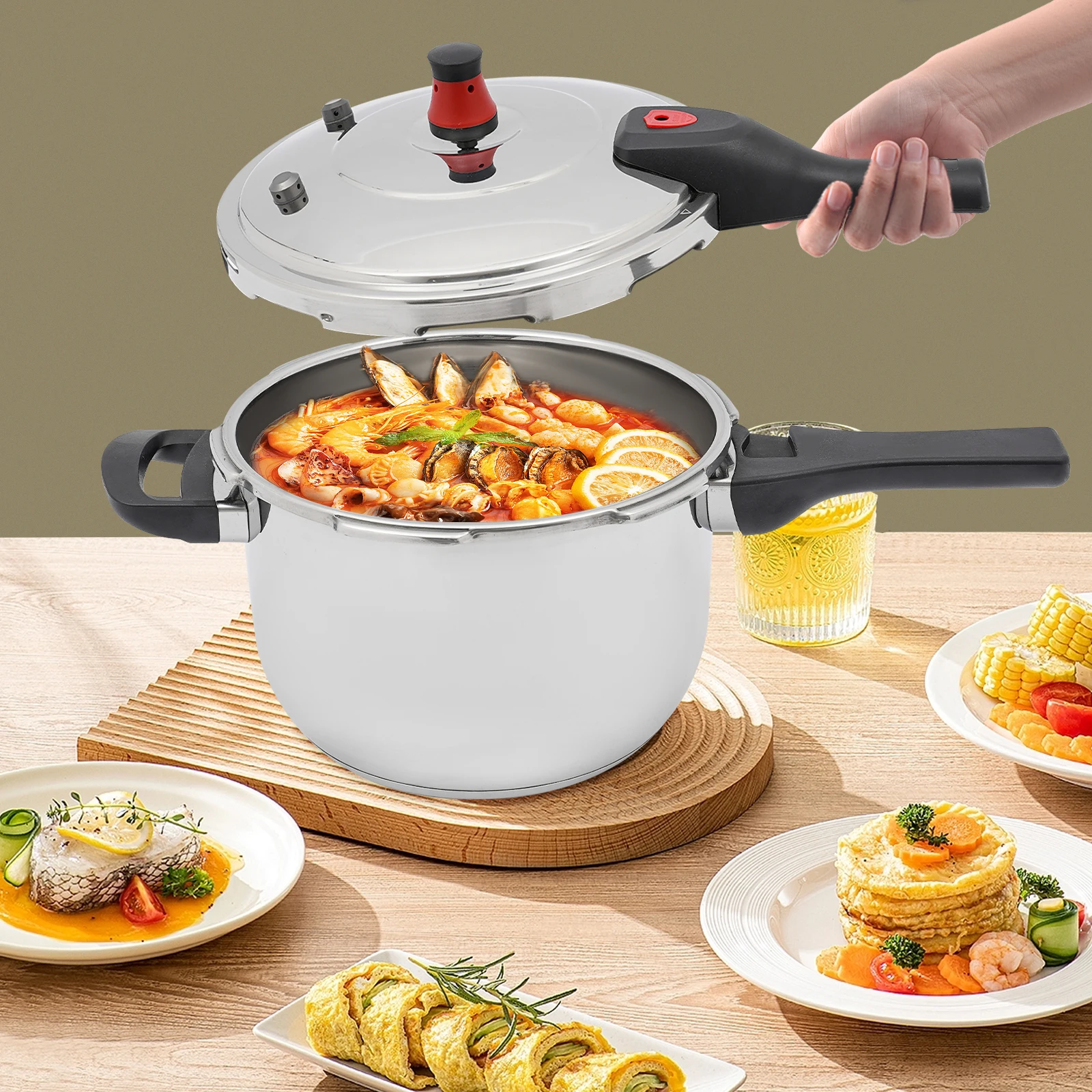 304 Stainless Steel High-Pressure Steamer, Gas Stove, Food Grade Energy-Saving Pressure Cooker -20cm