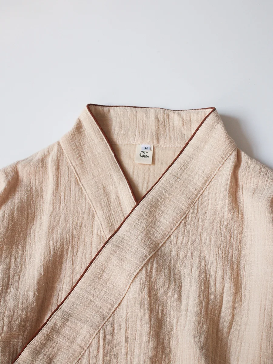 

Original New Zen Sle Women's Tea Costume Chinese Collar Meditation Clothes Fem Faionable Cotton Long Sve V-ne Top