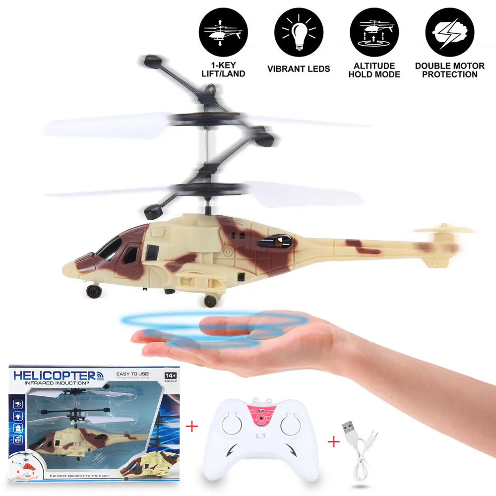 Infrared Induction Gesture Sensing RC Helicopter Levitation Flying Altitude Hold Dual Motor RC Drone Toys for Boys Children Gift