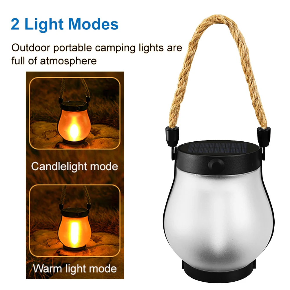 

Solar Flame Light Garden Lantern Rechargeable Camping Lamp Waterproof LED Lantern for Indoor Outdoor Home