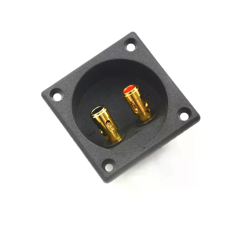 Square Shape Double Binding Post Type Speaker Box Gold Terminal Cup Black
