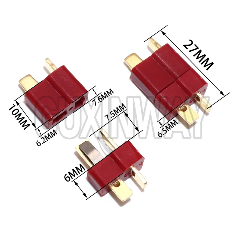 10PCS Anti-skidding Deans Plug T Style Connector Female / Male for RC Lipo Battery ESC Rc Helicopter