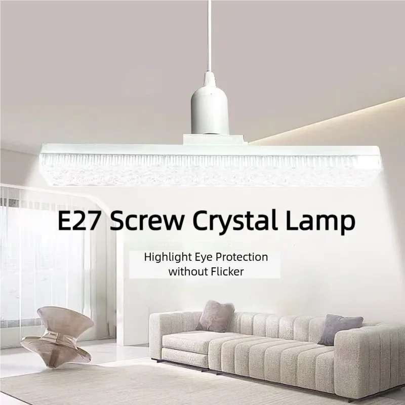 360° Rotation E27Base LED Crystal Strip Light, Garage Light Ceiling Work Lamp High Lumen Bulb for Decoration, Workshop, Corridor