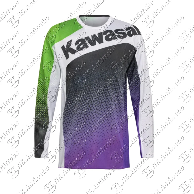 

Kawasaki новая одежда для езды на мотоцикле, летняя мужская и женская очень большая дышащая скоростная сушка, спортивная футболка с длинным рукавом