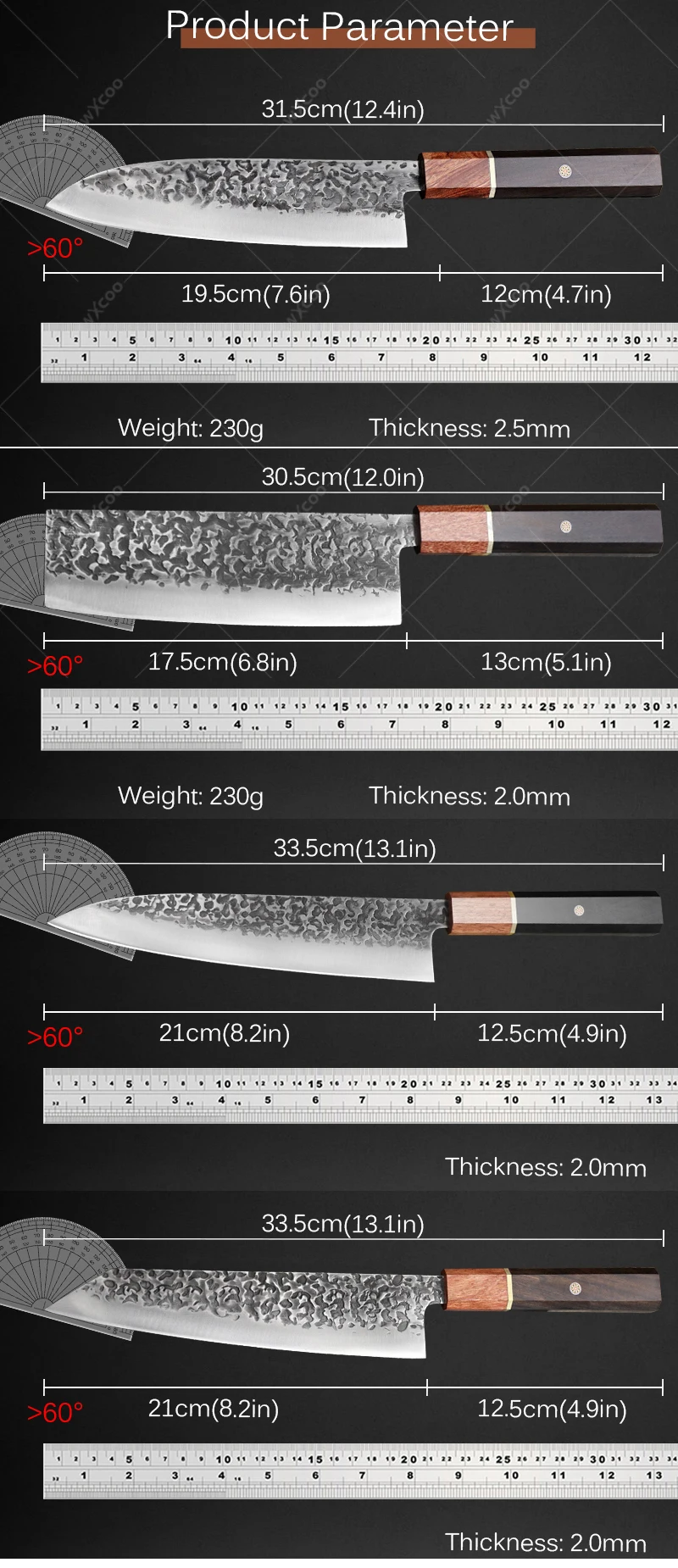 Hand Forged Kitchen Knife Professional Japanese Chef Knife Stainless Steel Fish Knife Butcher Meat Slicing Cleaver with Box