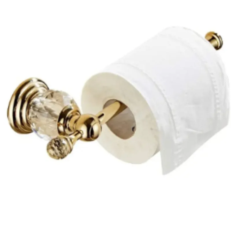 

Crystal Toilet Paper Holder, Gold Toilet Roll Holder Modern Bathroom Accessories Zinc Alloy Tissue Hanger Wall Mounted