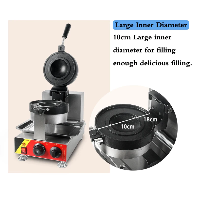 110V 220V 프리스비 모양의 회전 아이스크림 버거 기계 상업용 크림 빵 핫 프레스