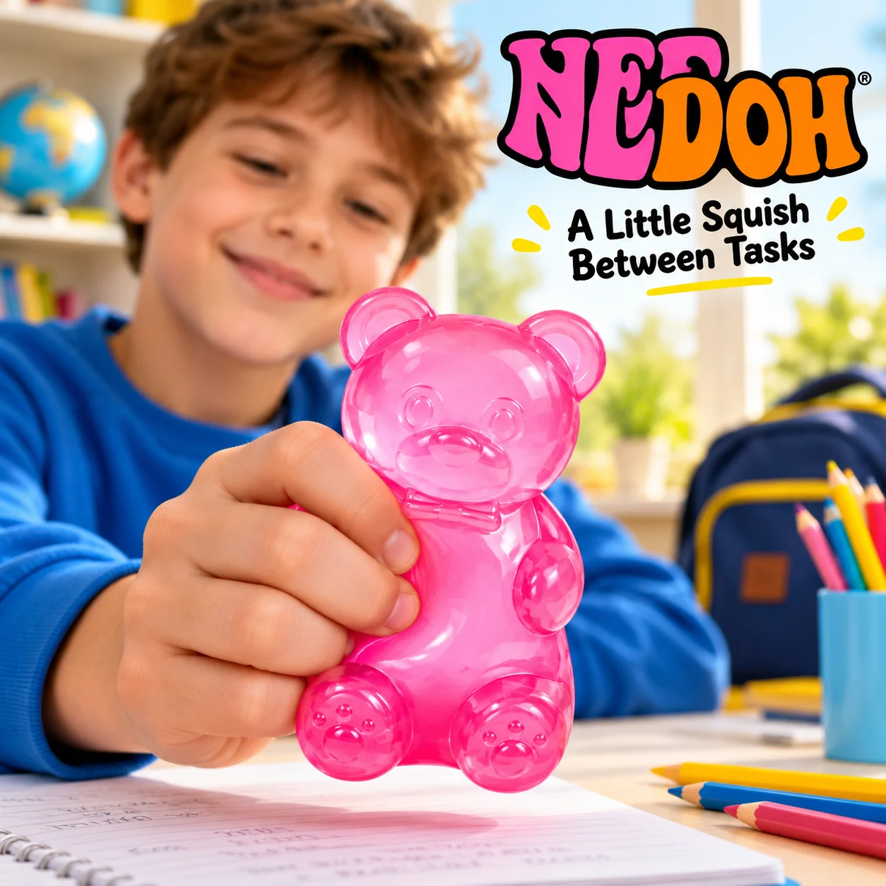 2026 NEEDOH Soft Gummy Bear Fidget Squeeze Toy TPR Sensory Stress Relief Toy Kids Birthday Party Gift