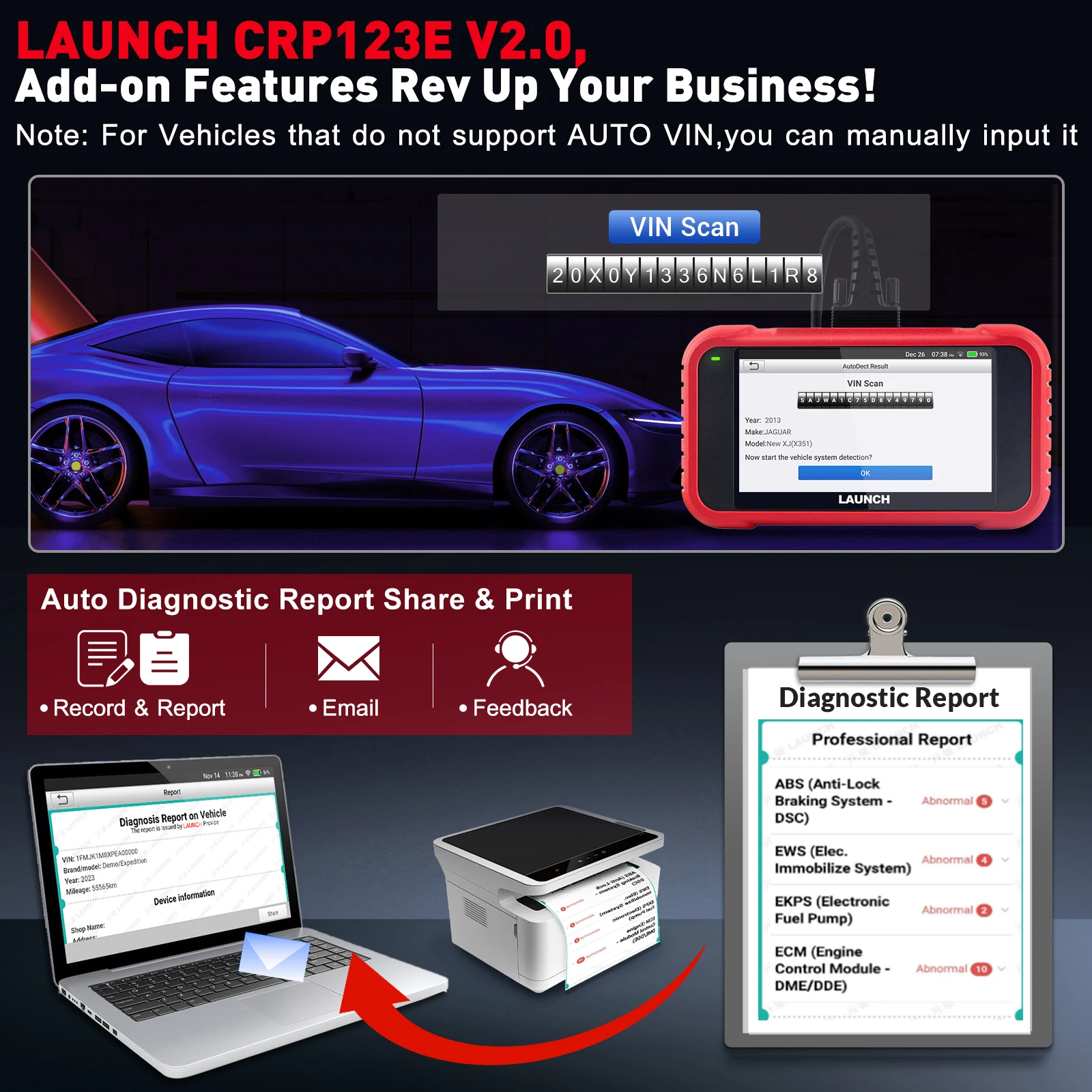 LAUNCH X431 CRP123E V2.0 OBD2 Automotive scanner 4 System Car diagnostic tool Oil ETC SAS 7 Reset CRP123x crp123i Code reader