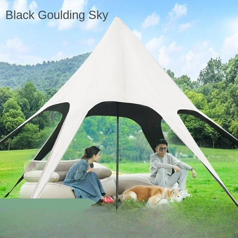

Outdoor Cloud Top Canopy Oxford Cloth 6 Meters Hexagonal Free Vinyl Camping Single Peak Canopy Tent