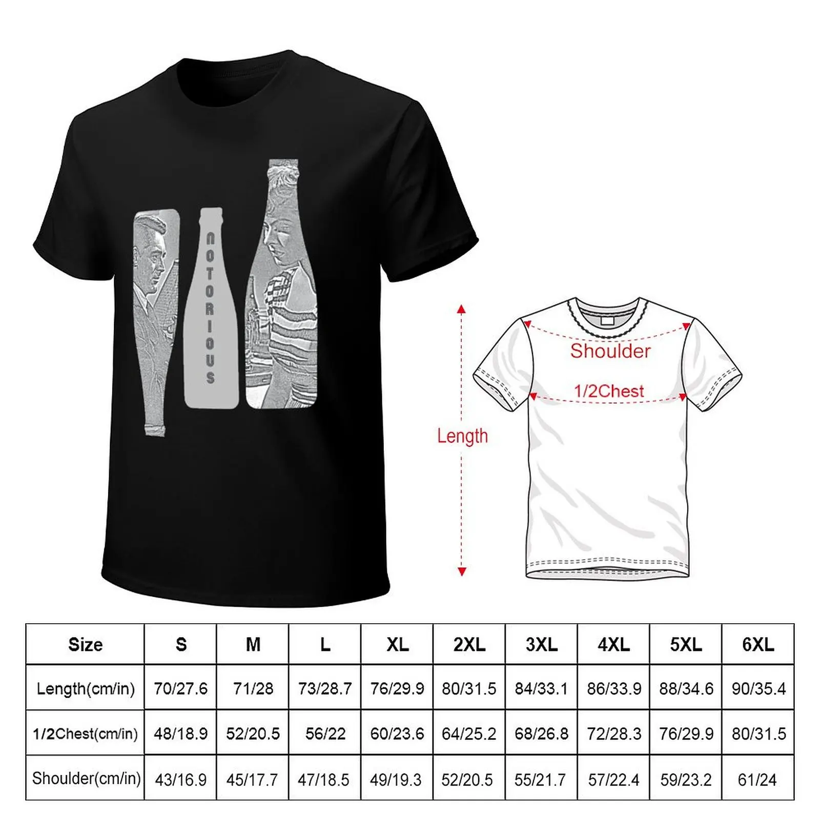 Alfred Hitchcock, Notorious, Black and White Thriller, Officially Licensed Fan Art T-Shirt Outdoor Work Short Sleeve Top